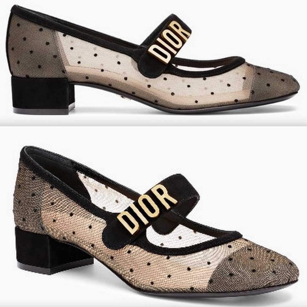 Christian Dior Baby-D Mesh Polkadot Pumps